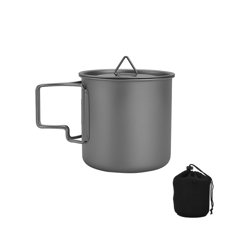 Camping Cooking Organizer - 접이식 손잡이가 있는 티타늄 캠핑 머그컵,