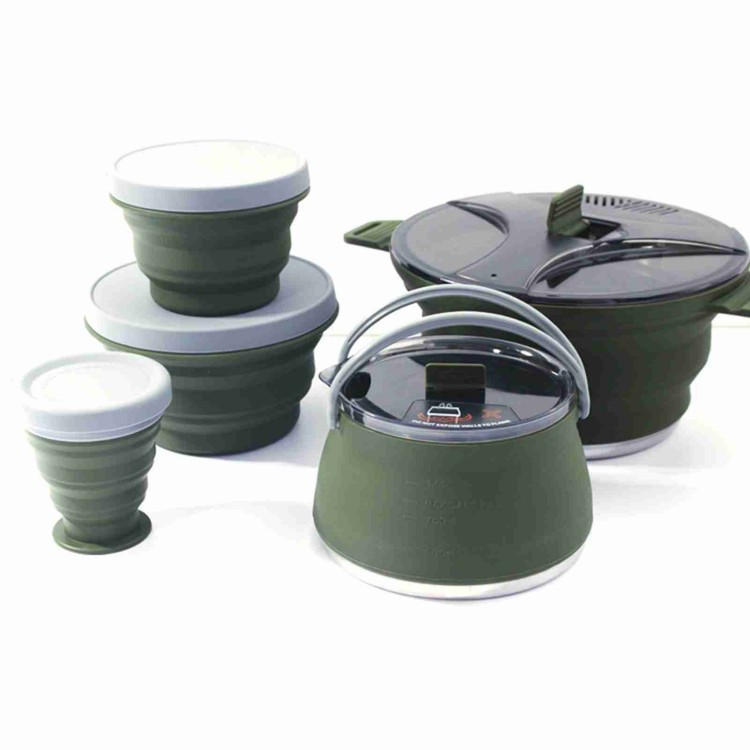 Camping Cooking Set Compact - 접이식 냄비 세트 야외 캠핑 피크닉을