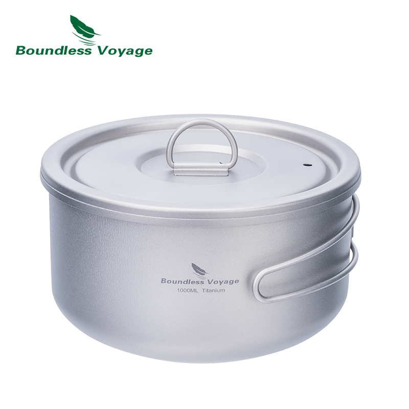 Camping Cooking Organizer - Boundless Voyage 티타늄 캠핑 냄비, 뚜껑이