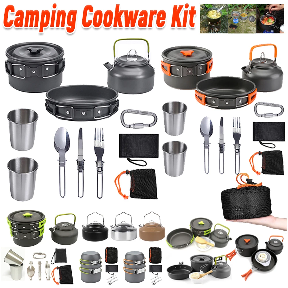 Camping Cooking Set Compact - 캠핑 조리기구 세트 주전자 냄비 프라이팬