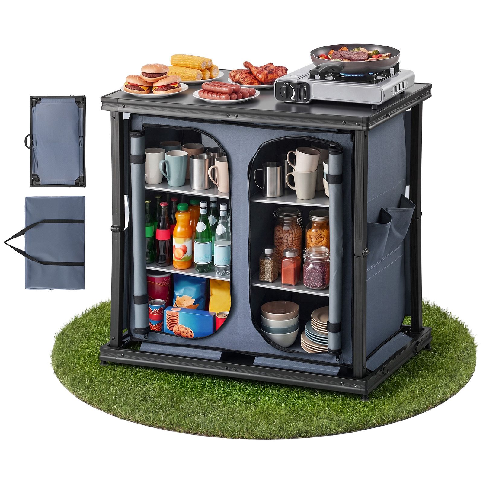 접이식 캠핑 수납장, 야외 휴대용 알루미늄 경량 테이블 - Camping Cooking Set Compact 리뷰 및 가격