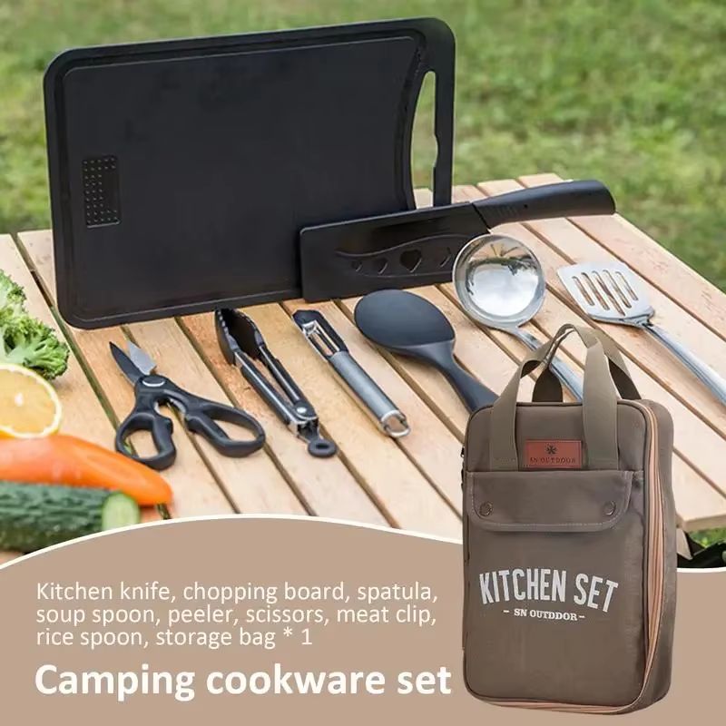 8pcs 캠핑 주방 조리기구 세트 휴대용 가방 야외 여 - Camping Cooking Organizer 리뷰 및 가격