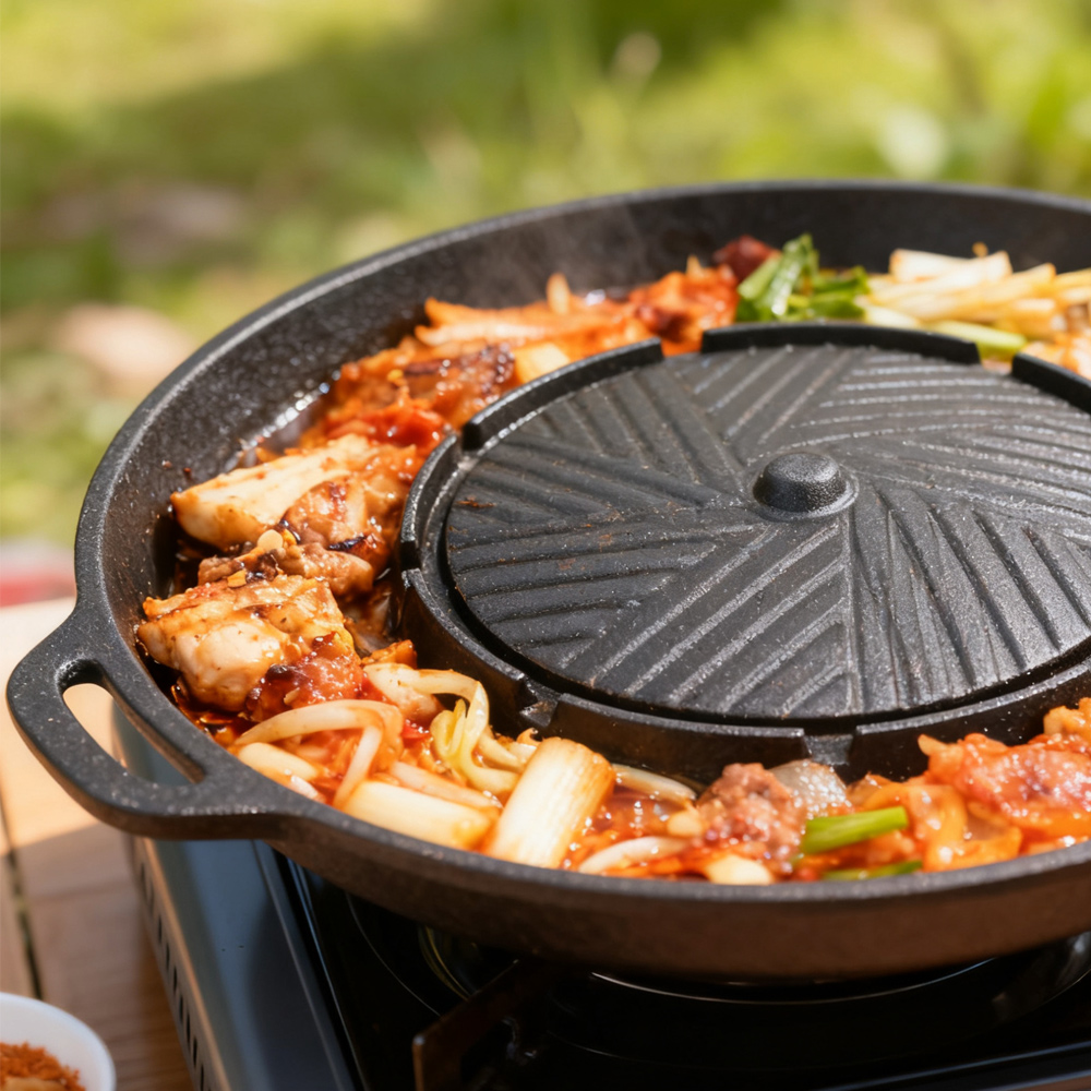 코선 한국식 바베큐 그릴 팬 2 in 1 원형 바베큐  - Camping Cooking Bbq 리뷰 및 가격