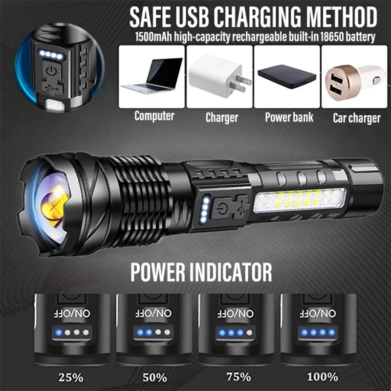 강력한 XHP50 LED 손전등 방수 18650 토치( - Camping Cooking Fish 리뷰 및 가격