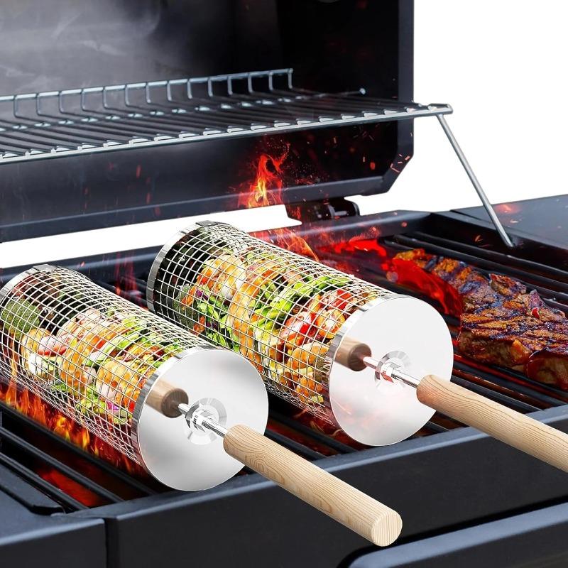 스테인리스 스틸 바베큐 그릴 바구니, 원형 회전 실린더 - Camping Cooking Bbq 리뷰 및 가격