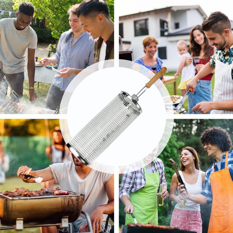 1pc 스테인레스 스틸 회전 바베큐 케이지 실린더 케이 - Camping Cooking Gifts 리뷰 및 가격