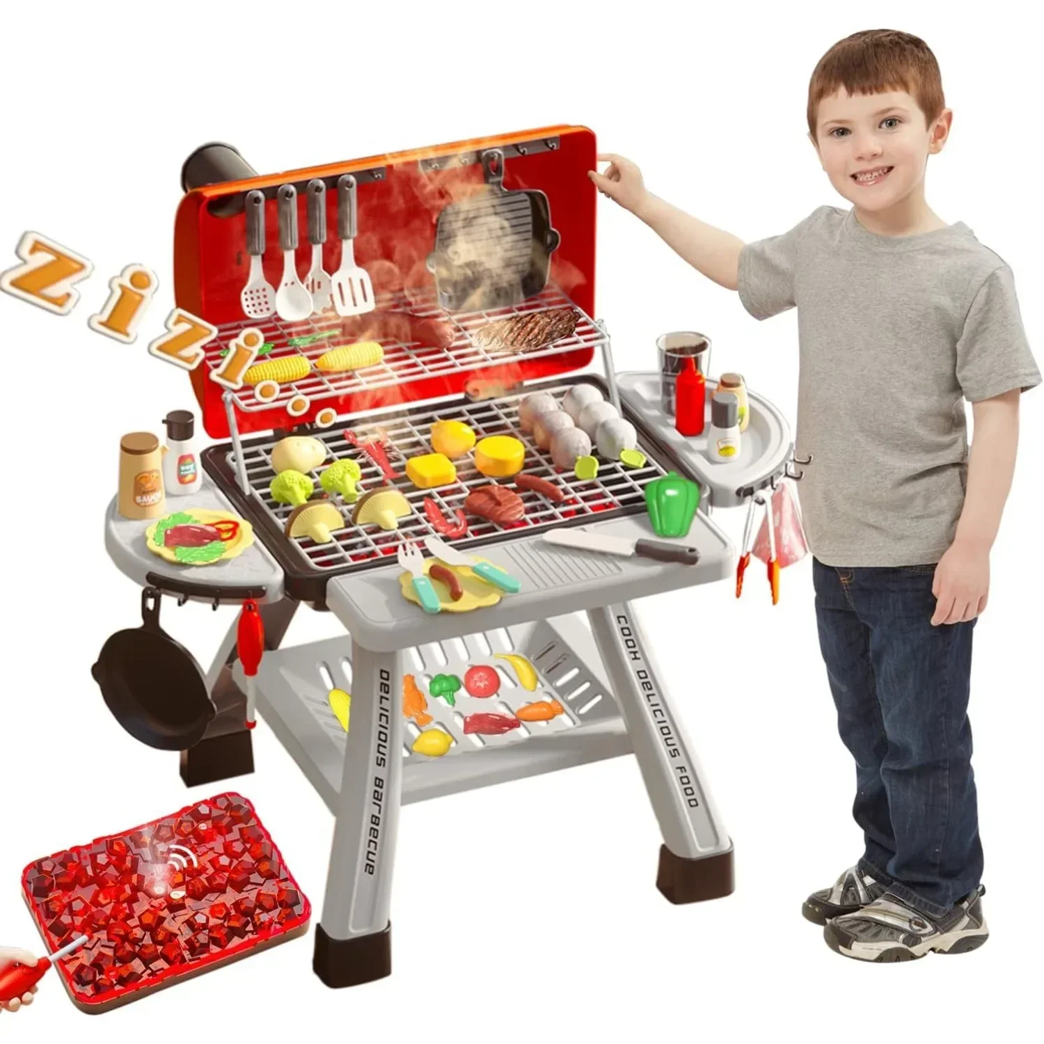 바베큐 그릴 장난감 세트 어린이 바베큐 척 연기 소리  - Camping Cooking Gifts 리뷰 및 가격