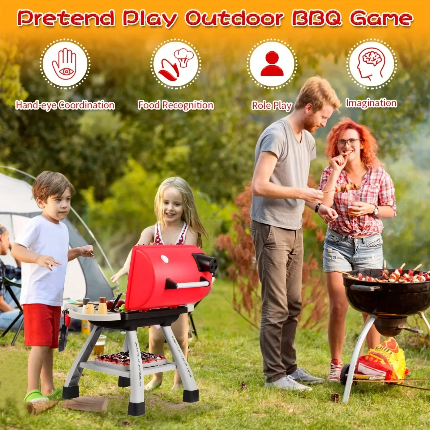 바베큐 그릴 장난감 세트 어린이 바베큐 척 연기 소리  - Camping Cooking Gifts 리뷰 및 가격