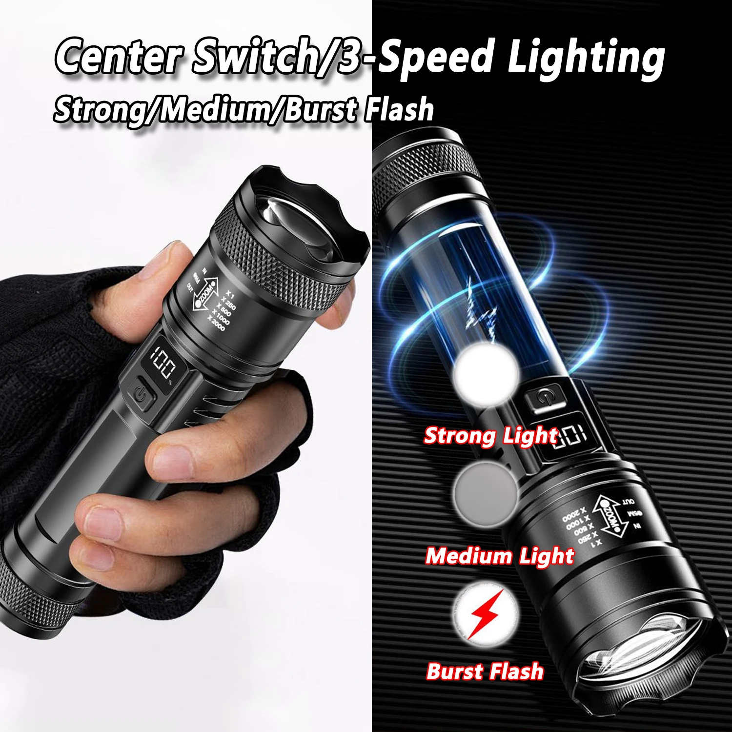 울트라 브라이트 LED 손전등 2000LM Type-C - Camping Cooking Fish 리뷰 및 가격