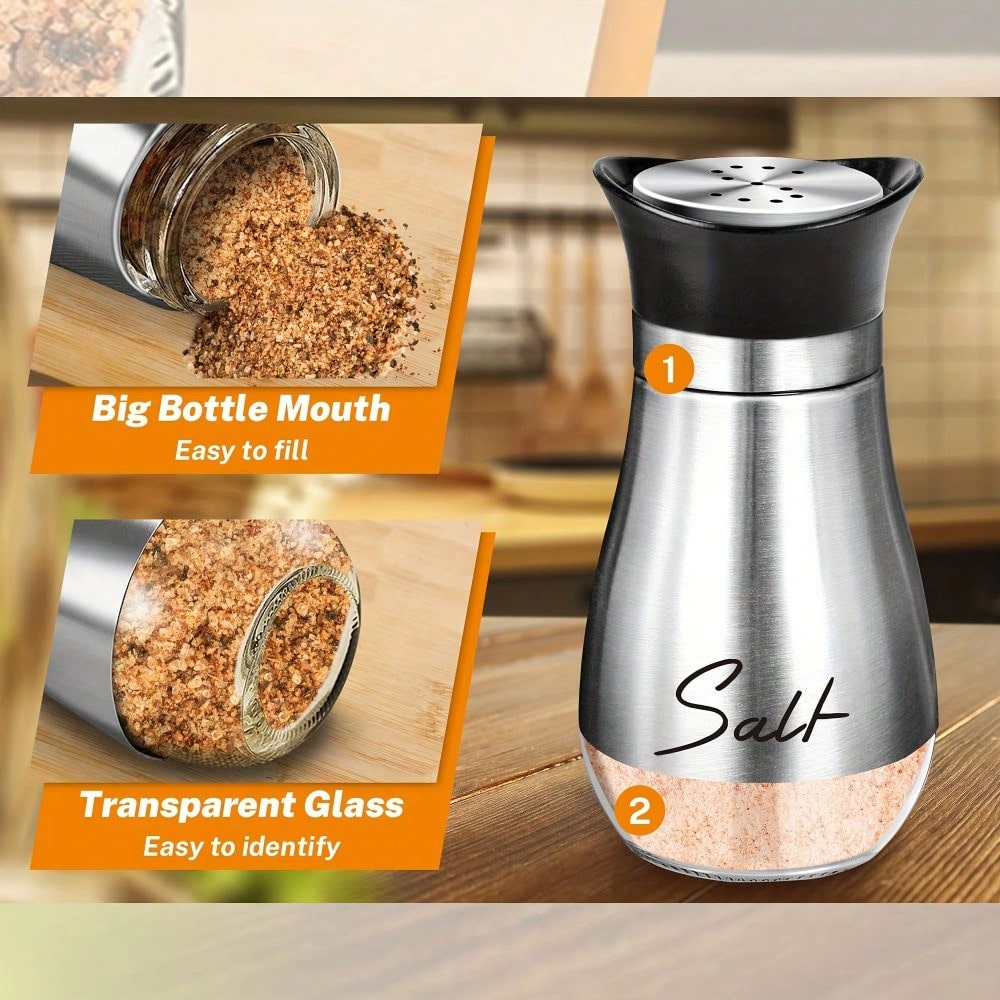 1 소금 후추 셰이커 4 Oz 유리 바닥 소금 스테인레 - Camping Cooking Gifts 리뷰 및 가격