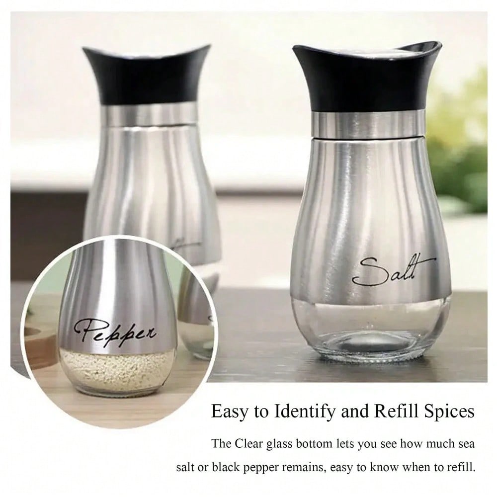 1 소금 후추 셰이커 4 Oz 유리 바닥 소금 스테인레 - Camping Cooking Gifts 리뷰 및 가격