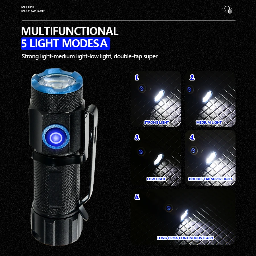 20W 슈퍼 브라이트 P50 LED 손전등 미니 충전식 - Camping Cooking Fish 리뷰 및 가격